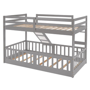 English Elm Twin Over Kids Bunk Bed with Slide Ladder White Pine Frame Safe Sleep LT000009AAE