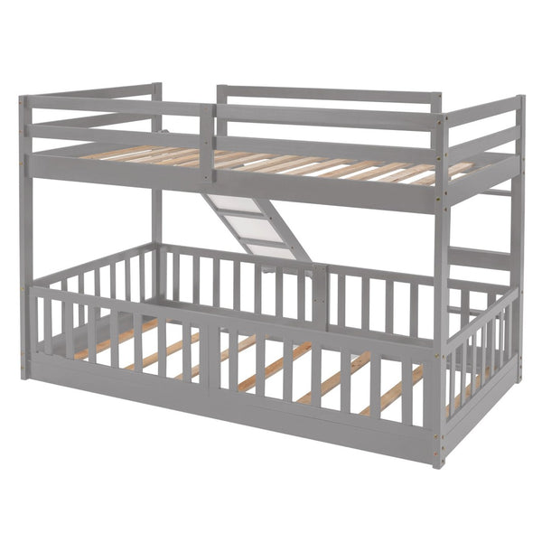 English Elm Twin Over Kids Bunk Bed with Slide Ladder White Pine Frame Safe Sleep LT000009AAE