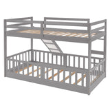 Hearth and Haven Twin over Twin Bunk Bed with Slide & Ladder, Grey