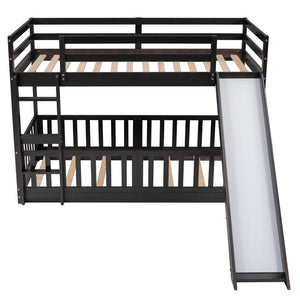 English Elm Twin Over Kids Bunk Bed with Slide Ladder White Pine Frame Safe Sleep LT000009AAP