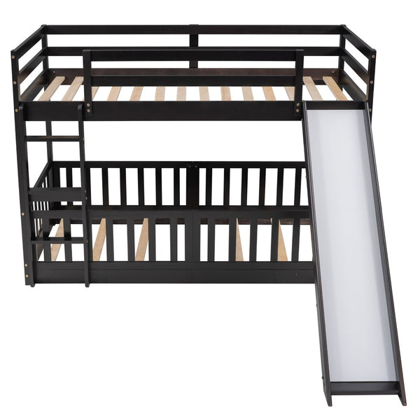 English Elm Twin Over Kids Bunk Bed with Slide Ladder White Pine Frame Safe Sleep LT000009AAP