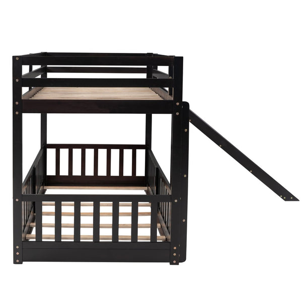 English Elm Twin Over Kids Bunk Bed with Slide Ladder White Pine Frame Safe Sleep LT000009AAP
