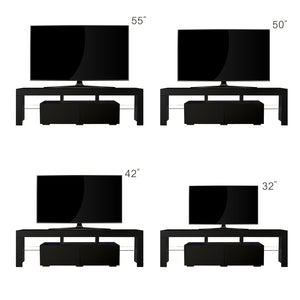 English Elm Modern Low Profile Media Console with Led Lighting Gloss Doors for Living Room or Gaming W33131067