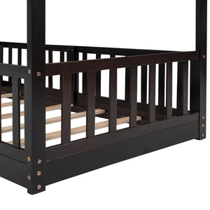 English Elm Twin Over Kids Bunk Bed with Slide Ladder White Pine Frame Safe Sleep LT000009AAP