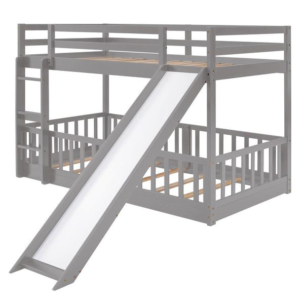 English Elm Twin Over Kids Bunk Bed with Slide Ladder White Pine Frame Safe Sleep LT000009AAE