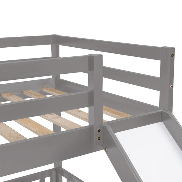 English Elm Twin Over Kids Bunk Bed with Slide Ladder White Pine Frame Safe Sleep LT000009AAE