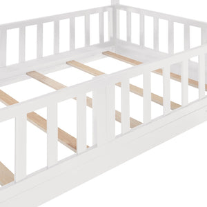 English Elm Twin Over Kids Bunk Bed with Slide Ladder White Pine Frame Safe Sleep LT000009AAK