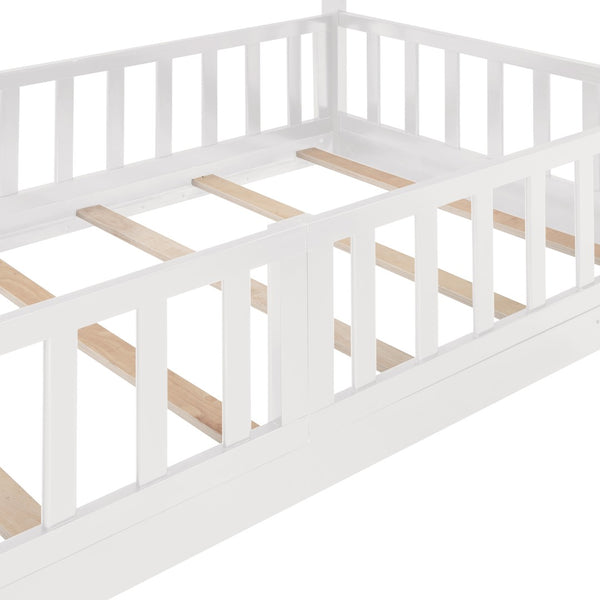 English Elm Twin Over Kids Bunk Bed with Slide Ladder White Pine Frame Safe Sleep LT000009AAK