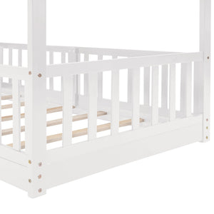 English Elm Twin Over Kids Bunk Bed with Slide Ladder White Pine Frame Safe Sleep LT000009AAK