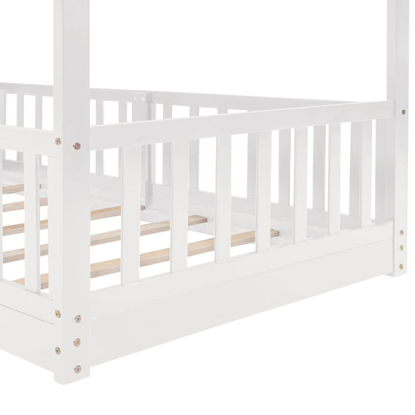 English Elm Twin Over Kids Bunk Bed with Slide Ladder White Pine Frame Safe Sleep LT000009AAK