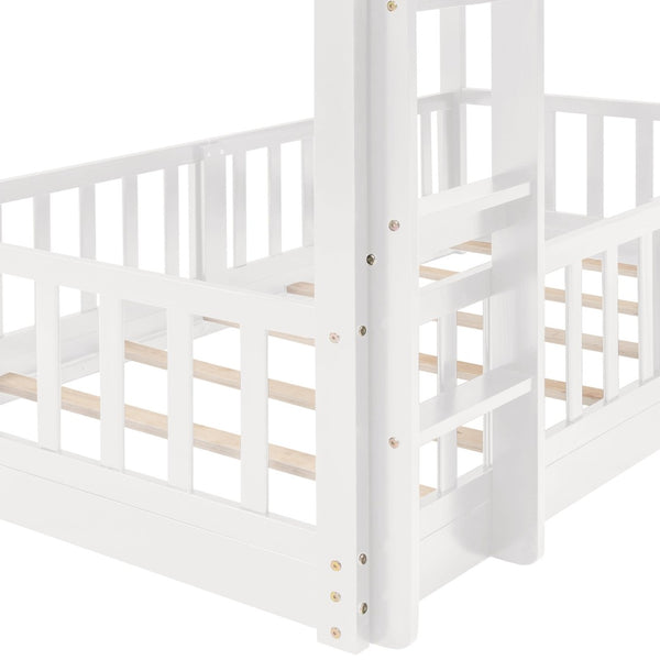 English Elm Twin Over Kids Bunk Bed with Slide Ladder White Pine Frame Safe Sleep LT000009AAK