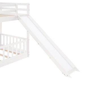 English Elm Twin Over Kids Bunk Bed with Slide Ladder White Pine Frame Safe Sleep LT000009AAK