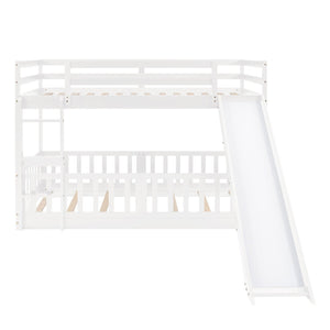 English Elm Twin Over Kids Bunk Bed with Slide Ladder White Pine Frame Safe Sleep LT000009AAK