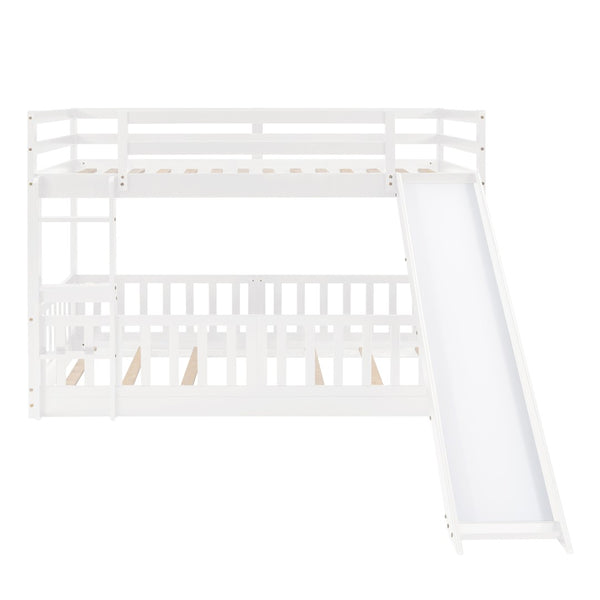 English Elm Twin Over Kids Bunk Bed with Slide Ladder White Pine Frame Safe Sleep LT000009AAK