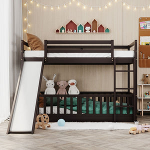 English Elm Twin Over Kids Bunk Bed with Slide Ladder White Pine Frame Safe Sleep LT000009AAP