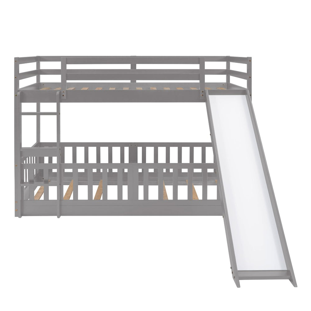 English Elm Twin Over Kids Bunk Bed with Slide Ladder White Pine Frame Safe Sleep LT000009AAE