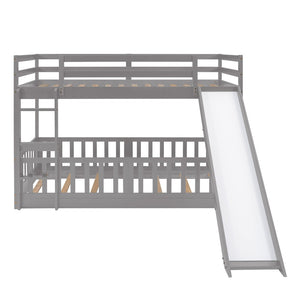English Elm Twin Over Kids Bunk Bed with Slide Ladder White Pine Frame Safe Sleep LT000009AAE