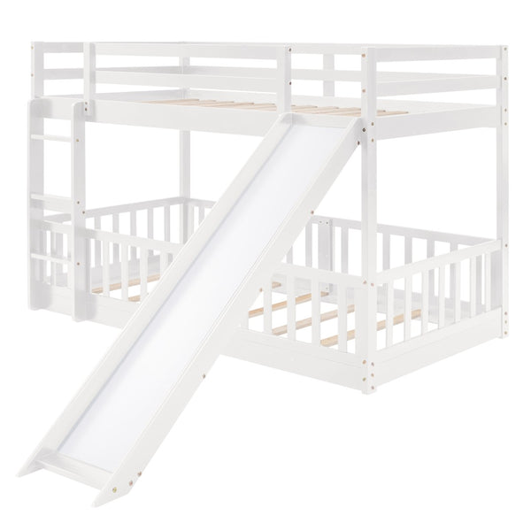 English Elm Twin Over Kids Bunk Bed with Slide Ladder White Pine Frame Safe Sleep LT000009AAK