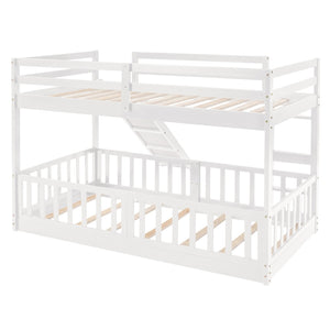 English Elm Twin Over Kids Bunk Bed with Slide Ladder White Pine Frame Safe Sleep LT000009AAK