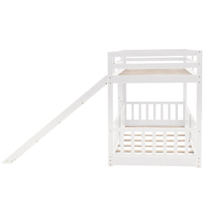 English Elm Twin Over Kids Bunk Bed with Slide Ladder White Pine Frame Safe Sleep LT000009AAK