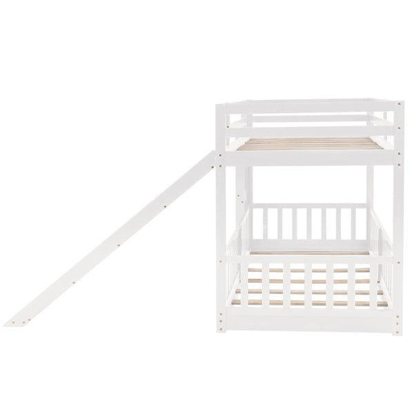 English Elm Twin Over Kids Bunk Bed with Slide Ladder White Pine Frame Safe Sleep LT000009AAK