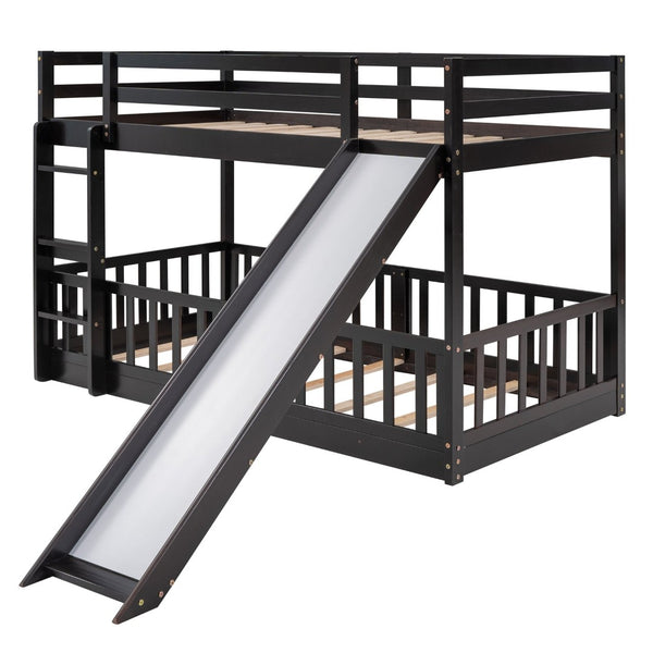 English Elm Twin Over Kids Bunk Bed with Slide Ladder White Pine Frame Safe Sleep LT000009AAP