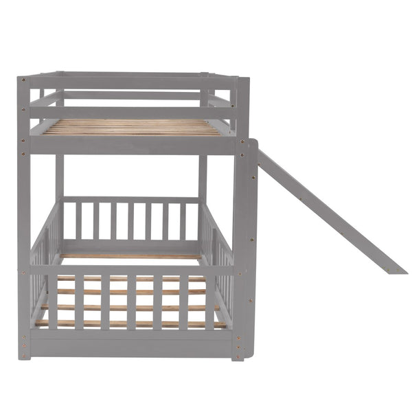 English Elm Twin Over Kids Bunk Bed with Slide Ladder White Pine Frame Safe Sleep LT000009AAE