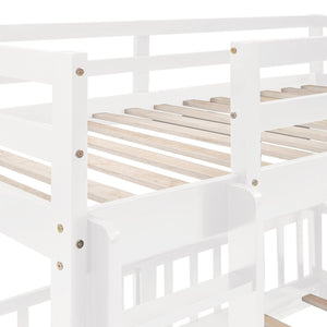 English Elm Twin Over Kids Bunk Bed with Slide Ladder White Pine Frame Safe Sleep LT000009AAK