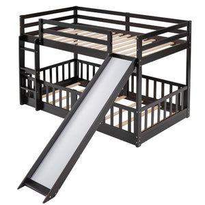 English Elm Twin Over Kids Bunk Bed with Slide Ladder White Pine Frame Safe Sleep LT000009AAP