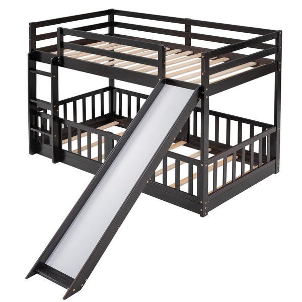 English Elm Twin Over Kids Bunk Bed with Slide Ladder White Pine Frame Safe Sleep LT000009AAP