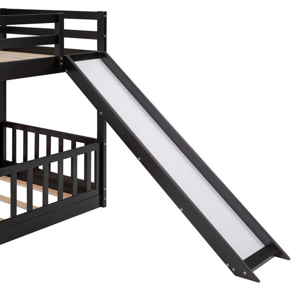 English Elm Twin Over Kids Bunk Bed with Slide Ladder White Pine Frame Safe Sleep LT000009AAP