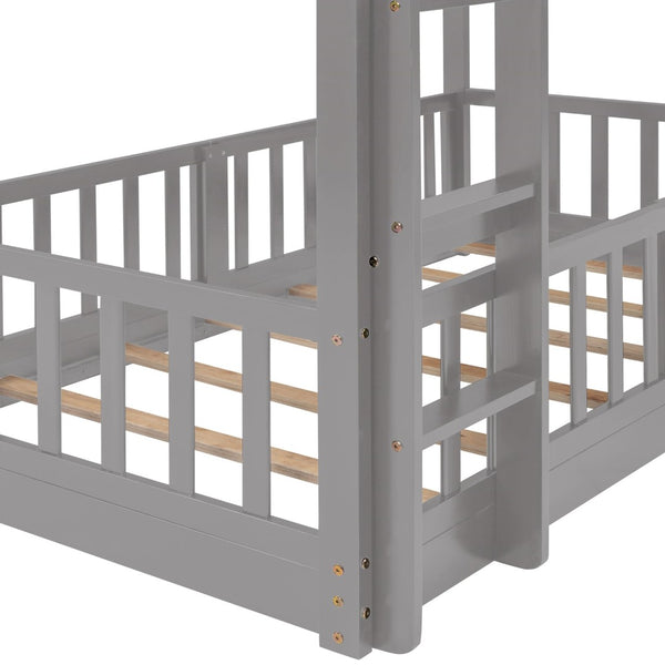 English Elm Twin Over Kids Bunk Bed with Slide Ladder White Pine Frame Safe Sleep LT000009AAE
