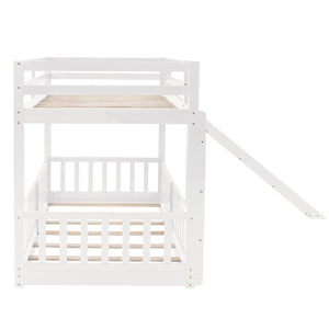 English Elm Twin Over Kids Bunk Bed with Slide Ladder White Pine Frame Safe Sleep LT000009AAK