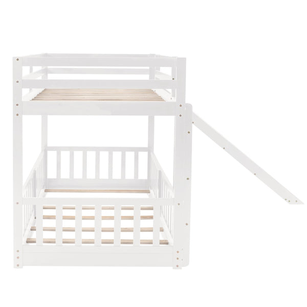 English Elm Twin Over Kids Bunk Bed with Slide Ladder White Pine Frame Safe Sleep LT000009AAK