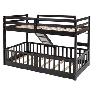 English Elm Twin Over Kids Bunk Bed with Slide Ladder White Pine Frame Safe Sleep LT000009AAP
