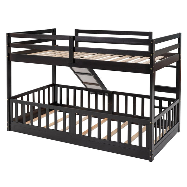 English Elm Twin Over Kids Bunk Bed with Slide Ladder White Pine Frame Safe Sleep LT000009AAP