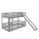 Hearth and Haven Twin over Twin Bunk Bed with Slide & Ladder, Grey