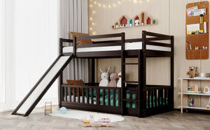 English Elm Twin Over Kids Bunk Bed with Slide Ladder White Pine Frame Safe Sleep LT000009AAP