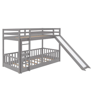 English Elm Twin Over Kids Bunk Bed with Slide Ladder White Pine Frame Safe Sleep LT000009AAE