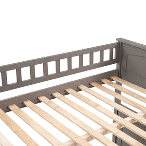 English Elm Full Over Bunk Bed with Trundle Solid Pine Wood Kids Bedroom Sleeper LT000044AAN