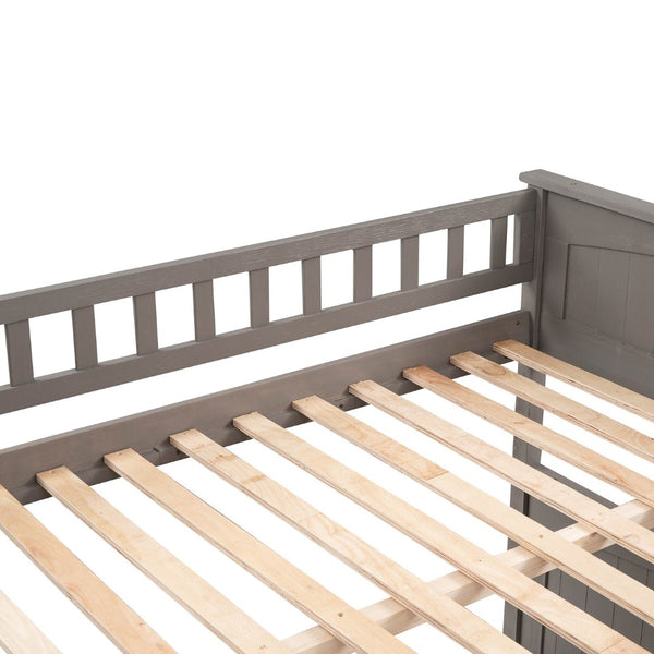 English Elm Full Over Bunk Bed with Trundle Solid Pine Wood Kids Bedroom Sleeper LT000044AAN