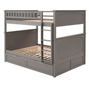 English Elm Full Over Bunk Bed with Trundle Solid Pine Wood Kids Bedroom Sleeper LT000044AAN