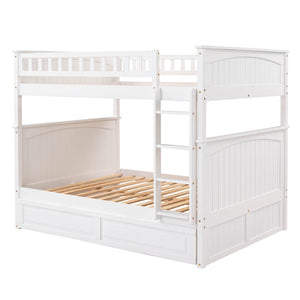 English Elm Full Over Bunk Bed with Trundle Solid Pine Wood Kids Bedroom Sleeper LT000044AAK