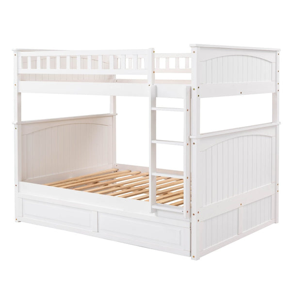 English Elm Full Over Bunk Bed with Trundle Solid Pine Wood Kids Bedroom Sleeper LT000044AAK