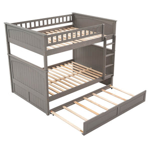 English Elm Full Over Bunk Bed with Trundle Solid Pine Wood Kids Bedroom Sleeper LT000044AAN