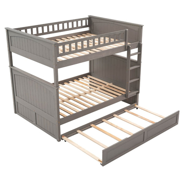 English Elm Full Over Bunk Bed with Trundle Solid Pine Wood Kids Bedroom Sleeper LT000044AAN