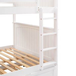 English Elm Full Over Bunk Bed with Trundle Solid Pine Wood Kids Bedroom Sleeper LT000044AAK