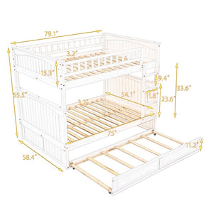 English Elm Full Over Bunk Bed with Trundle Solid Pine Wood Kids Bedroom Sleeper LT000044AAN
