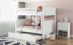 English Elm Full Over Bunk Bed with Trundle Solid Pine Wood Kids Bedroom Sleeper LT000044AAK-1
