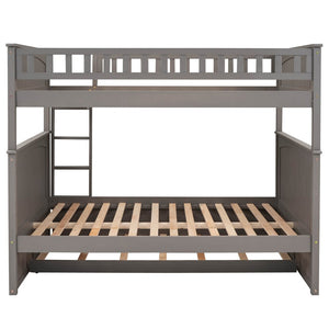 English Elm Full Over Bunk Bed with Trundle Solid Pine Wood Kids Bedroom Sleeper LT000044AAN